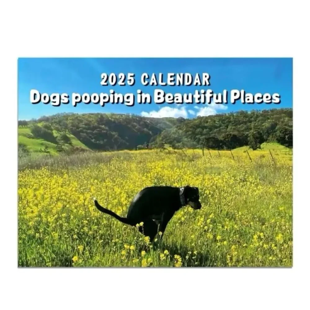abigail&bleu 2025 Funny Dogs Pooping Calendar Daily Weekly Monthly Planner